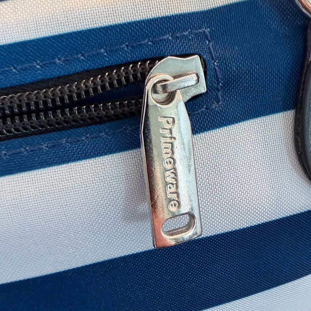 Blue White Striped Insulated Wine Cooler Purse w Opener - Picture 10 of 11